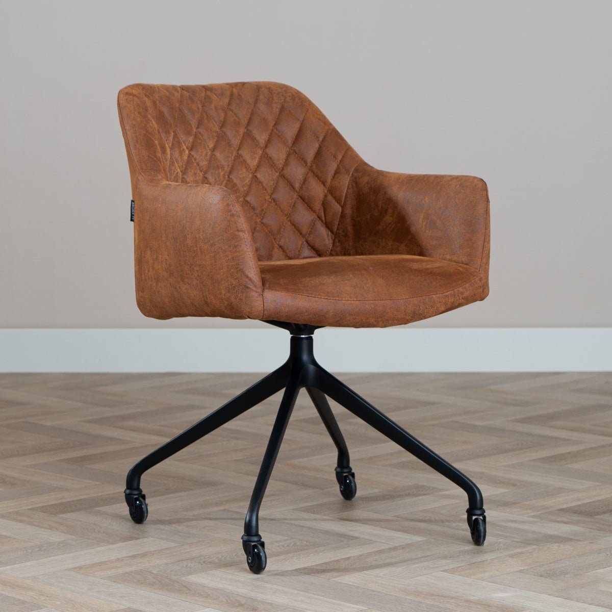 Dining room chair with wheels Levi cognac eco-leather - image 1