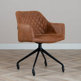 Dining room chair with wheels Levi cognac eco-leather - image 1