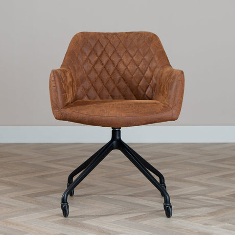 Dining room chair with wheels Levi cognac eco-leather - image 2