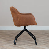 Dining room chair with wheels Levi cognac eco-leather - image 3