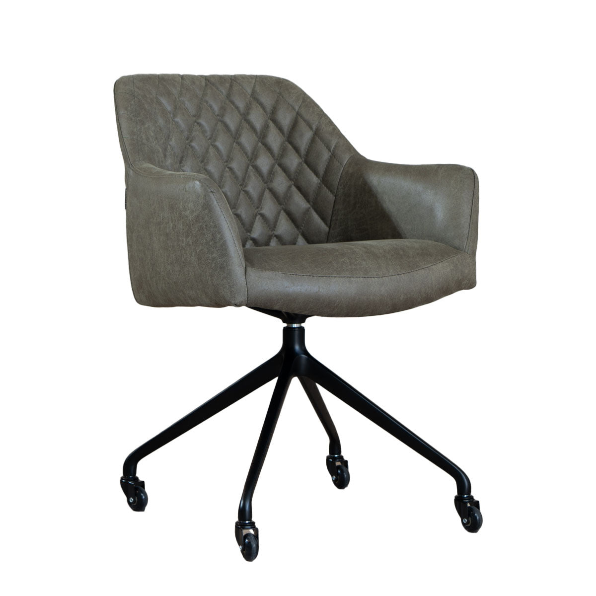 Dining room chair with wheels Levi olive green eco leather