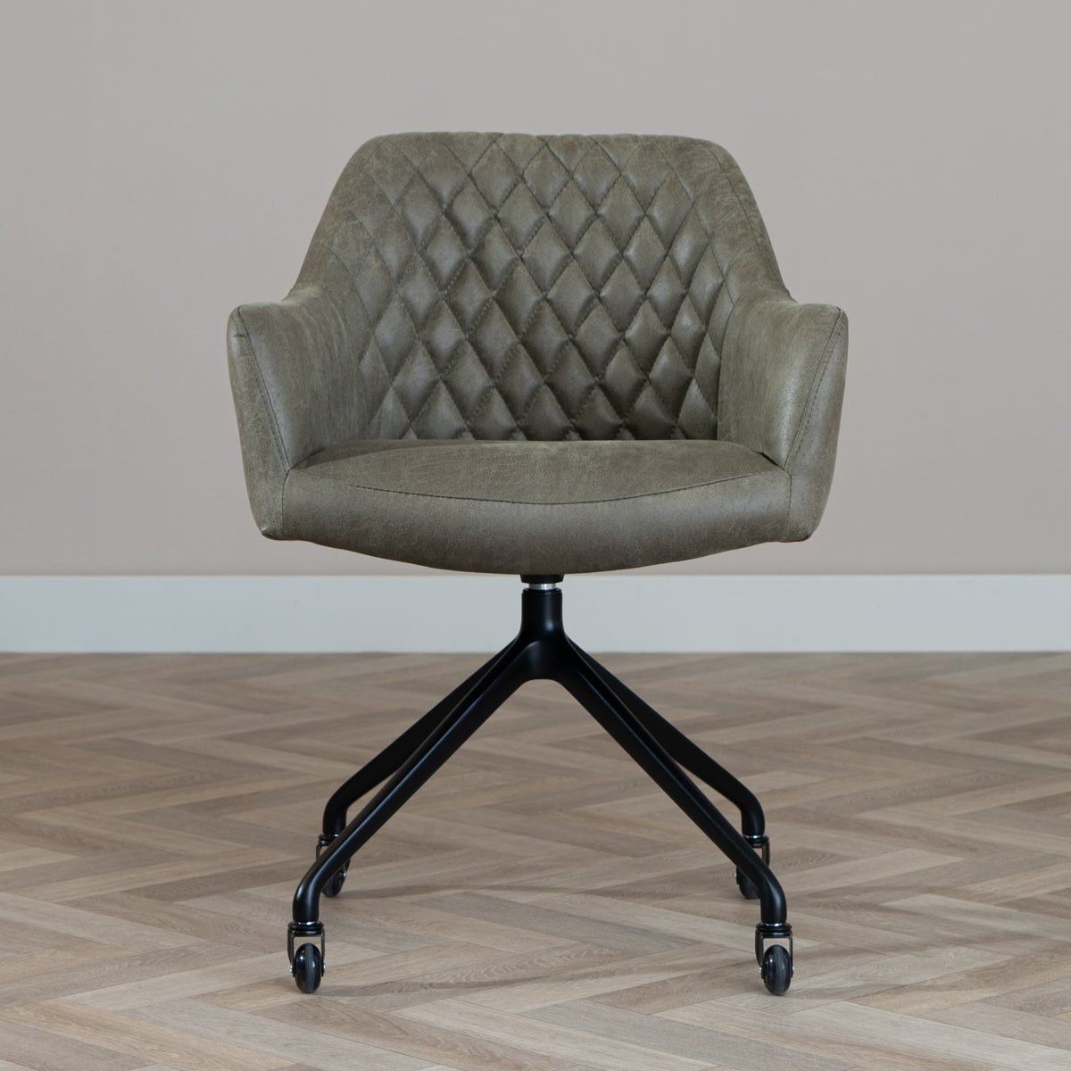 Dining room chair with wheels Levi olive green eco-leather - image 2