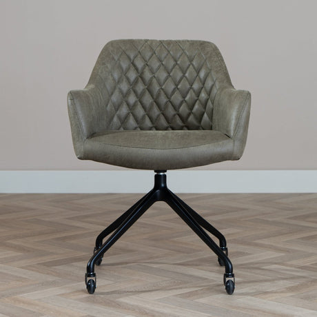 Dining room chair with wheels Levi olive green eco-leather - image 2