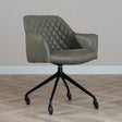 Dining room chair with wheels Levi olive green eco-leather - image 3