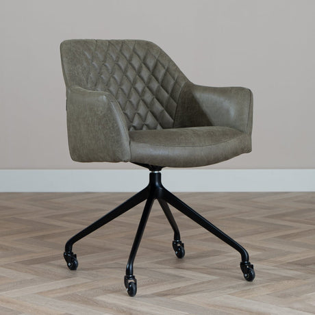 Dining room chair with wheels Levi olive green eco-leather - image 3