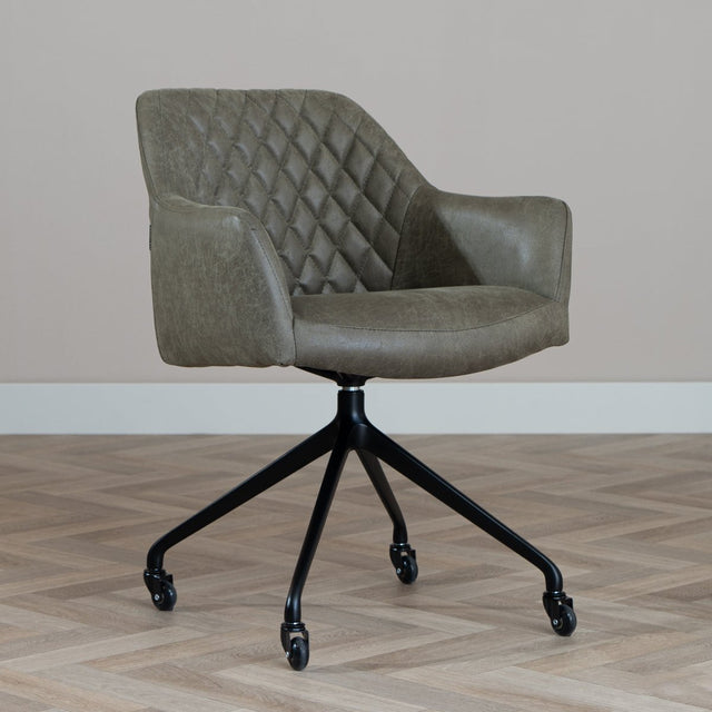 Dining room chair with wheels Levi olive green eco-leather - image 3