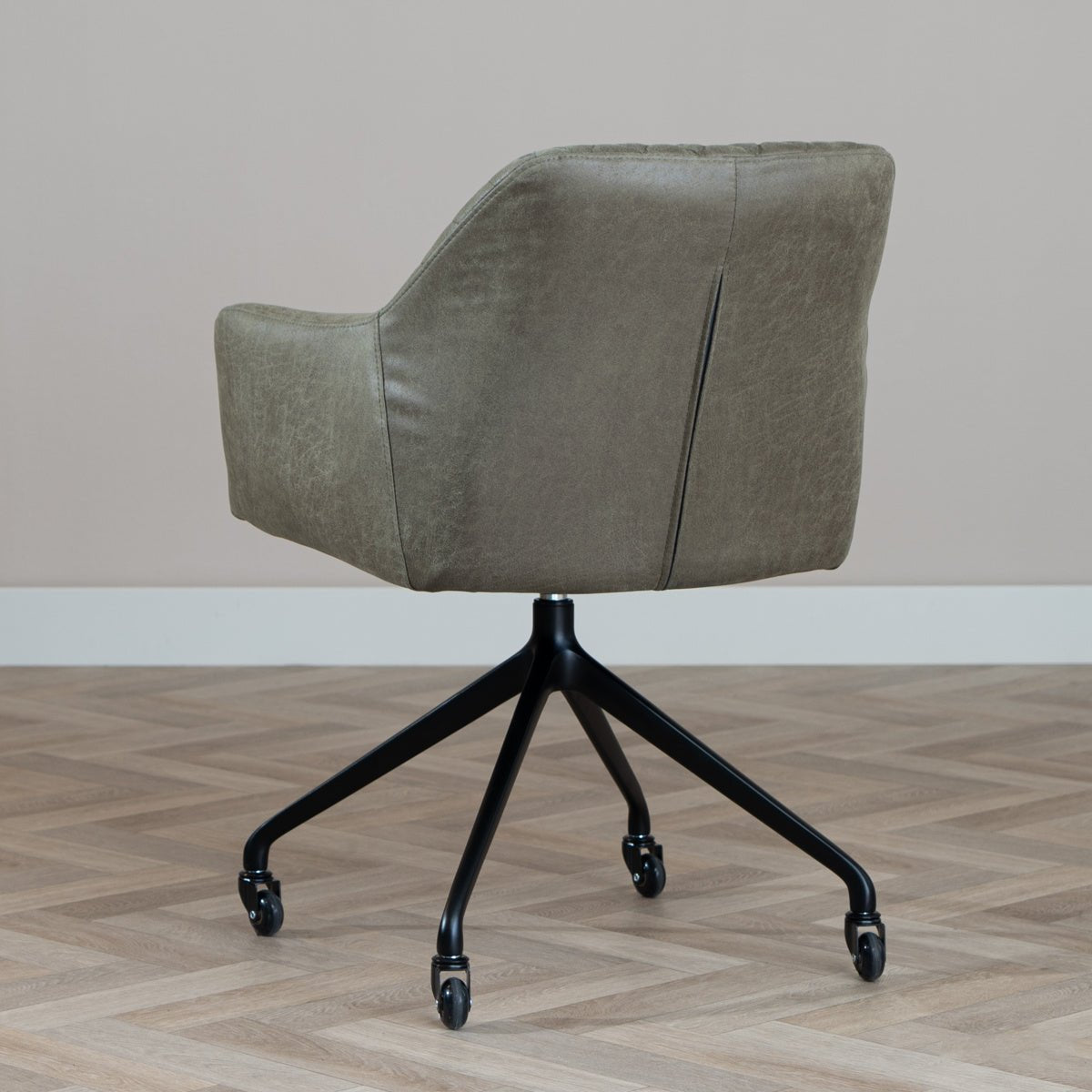 Dining room chair with wheels Levi olive green eco-leather - image 7