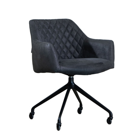 Dining room chair with wheels Levi black/anthracite eco-leather