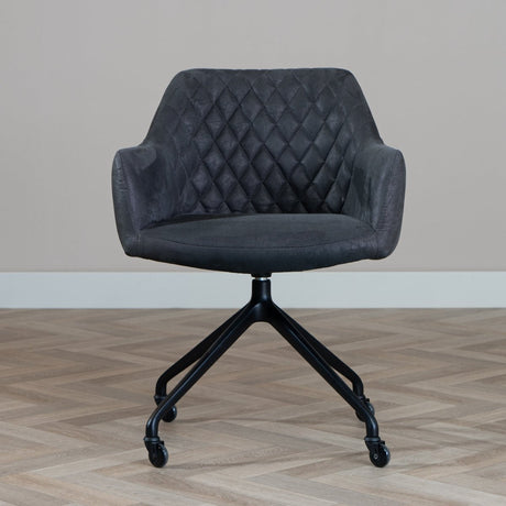 Dining room chair with wheels Levi black/anthracite eco-leather - image 3