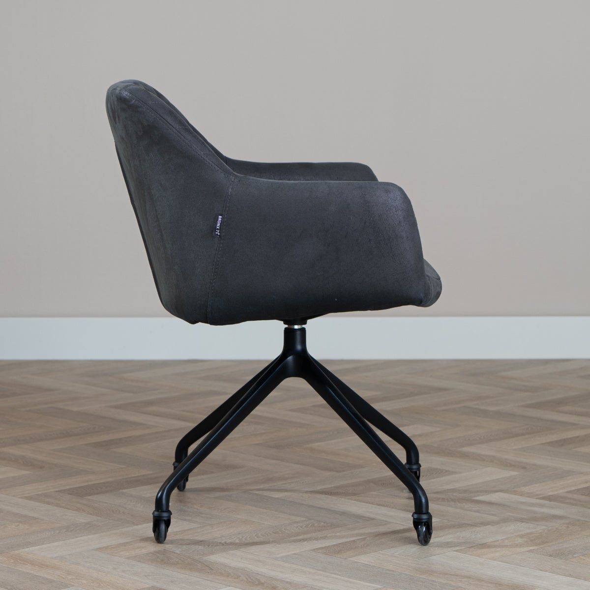 Dining room chair with wheels Levi black/anthracite eco-leather - image 4