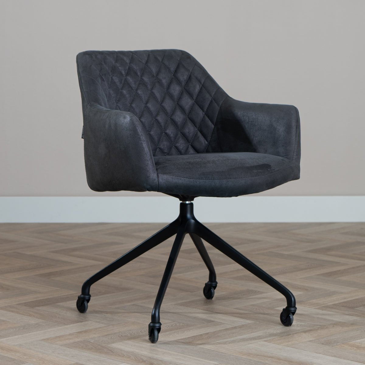 Dining room chair with wheels Levi black/anthracite eco-leather - image 2