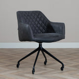 Dining room chair with wheels Levi black/anthracite eco-leather - image 2