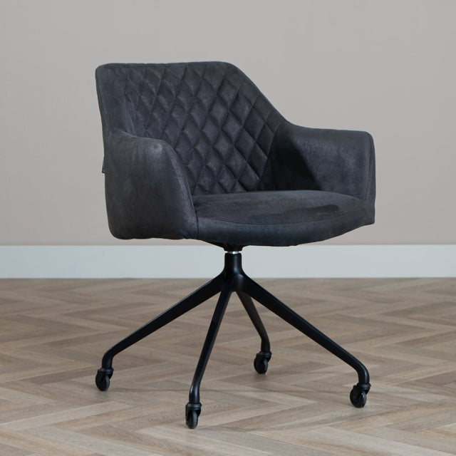 Dining room chair with wheels Levi black/anthracite eco-leather - image 2