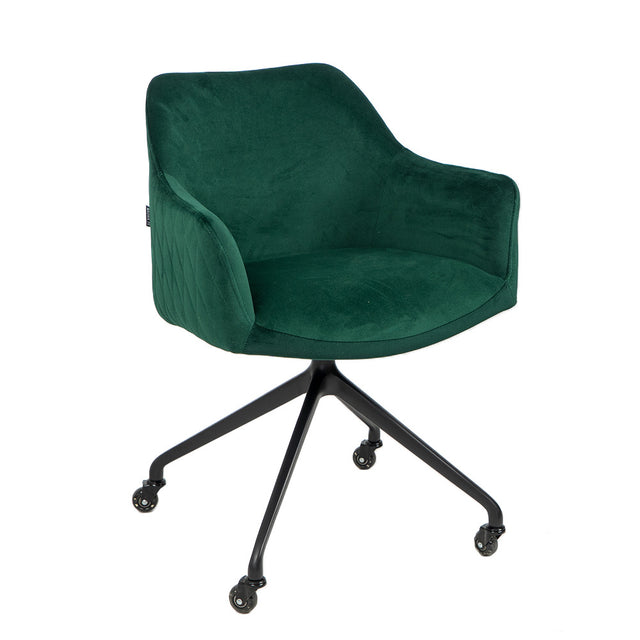 Dining room chair with wheels Quinn dark green velvet
