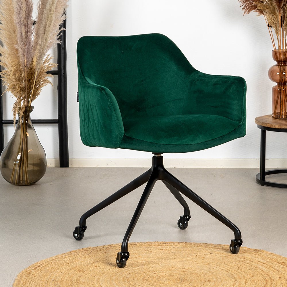 Dining room chair with wheels Quinn dark green velvet - image 1