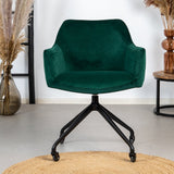 Dining room chair with wheels Quinn dark green velvet - image 3