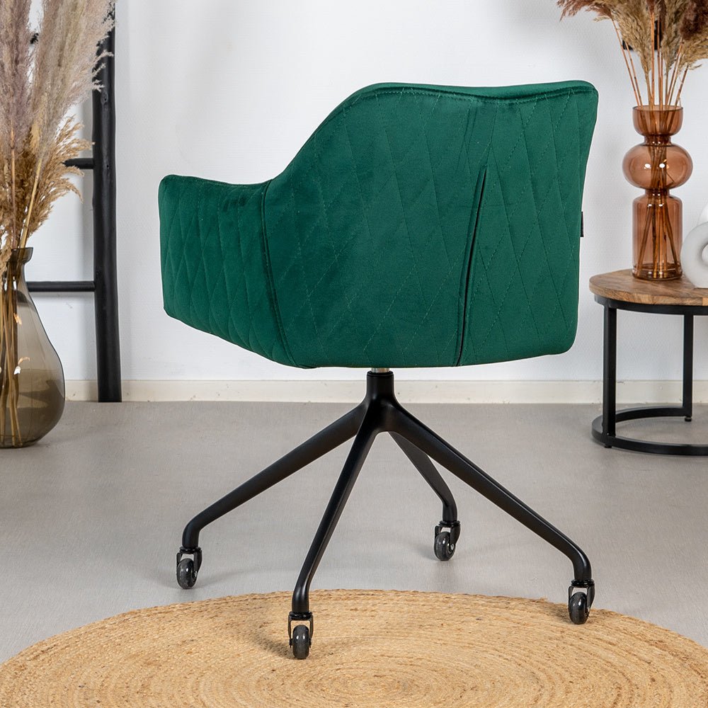 Dining room chair with wheels Quinn dark green velvet - image 4