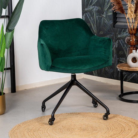 Dining room chair with wheels Quinn dark green velvet - image 2