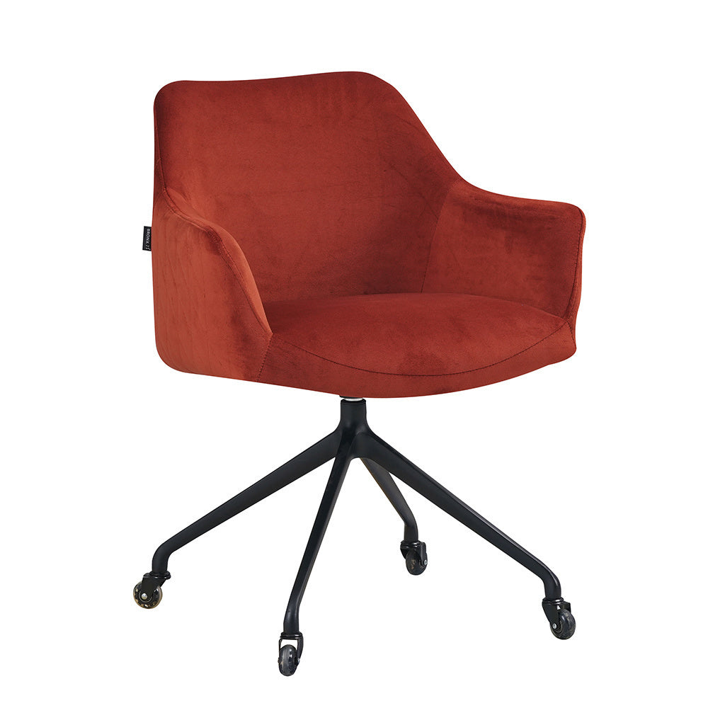 Dining room chair with wheels Quinn copper velvet
