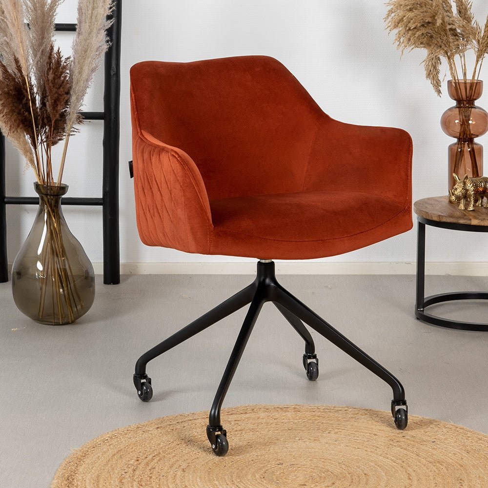 Dining room chair with wheels Quinn copper velvet - image 1