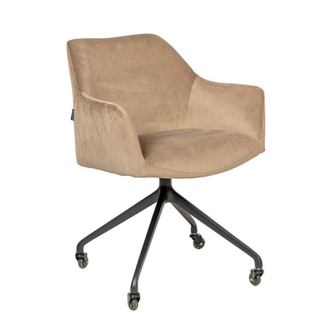 Dining room chair with wheels Quinn taupe velvet
