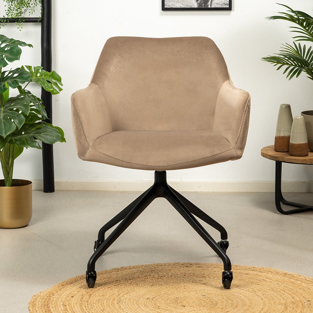 Dining room chair with wheels Quinn taupe velvet - image 2