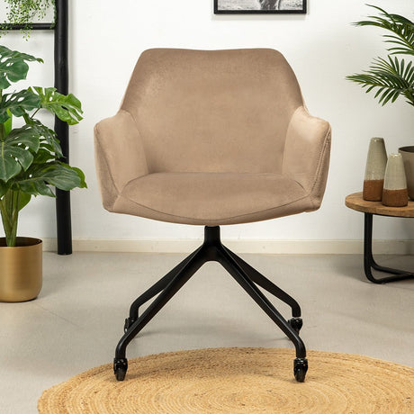 Dining room chair with wheels Quinn taupe velvet - image 2