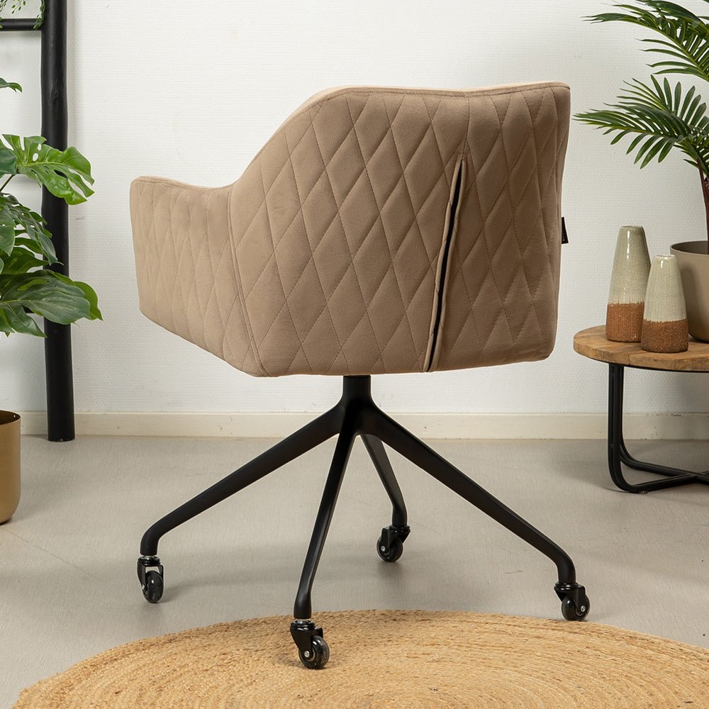 Dining room chair with wheels Quinn taupe velvet - image 3