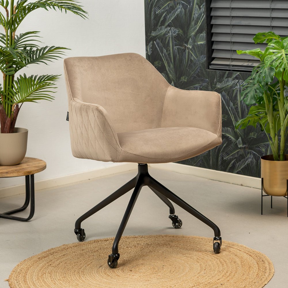 Dining room chair with wheels Quinn taupe velvet - image 4