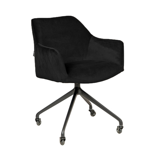 Dining room chair with wheels Quinn black velvet