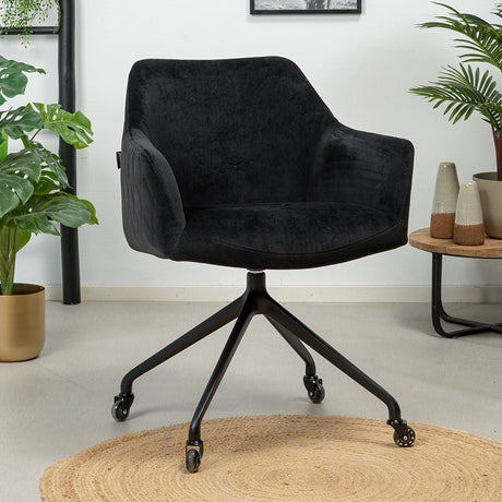 Dining room chair with wheels Quinn black velvet - image 1