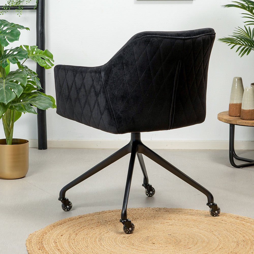 Dining room chair with wheels Quinn black velvet - image 3