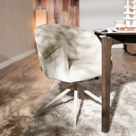 Eetkamerstoel Riley draaibaar bouclé taupe Bouclé