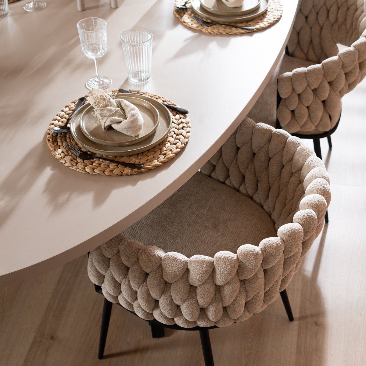 Eetkamerstoel River chenille beige