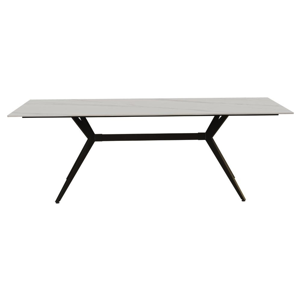 Eettafel Grace White Dimehouse Wit LxBxH 215x105x10 Sintered stone Sfeerfoto schuin vooraanzicht