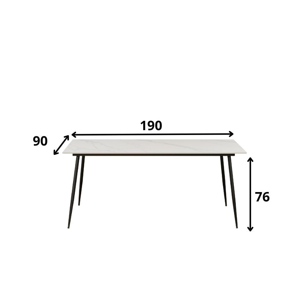 Eettafel Jules White Dimehouse Wit LxBxH 78x27x10 Sintered stone Witfoto maatindicatie