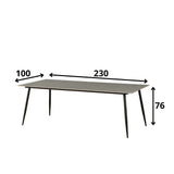 Eettafel Jules Grey Dimehouse Grijs LxBxH 237x112x13 Sintered stone Witfoto maatindicatie