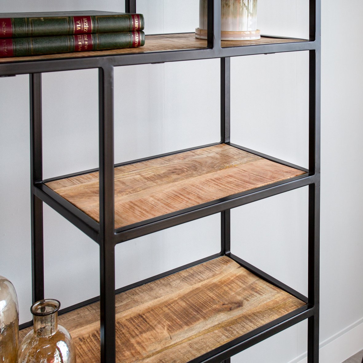 Bookcase Sparrow Dimehouse Brown LxWxH 189x83x38 Mango wood Atmospheric photo detail