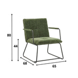 Fauteuil Hailey Chenille Dimehouse Donkergroen LxBxH 66x64x37 Stof Witfoto maatindicatie