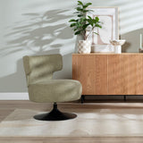 Metro swivel armchair in olive green linen - image 1