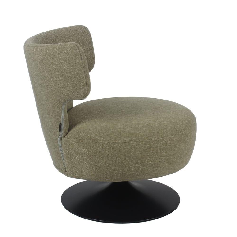Metro swivel armchair in olive green linen - image 4