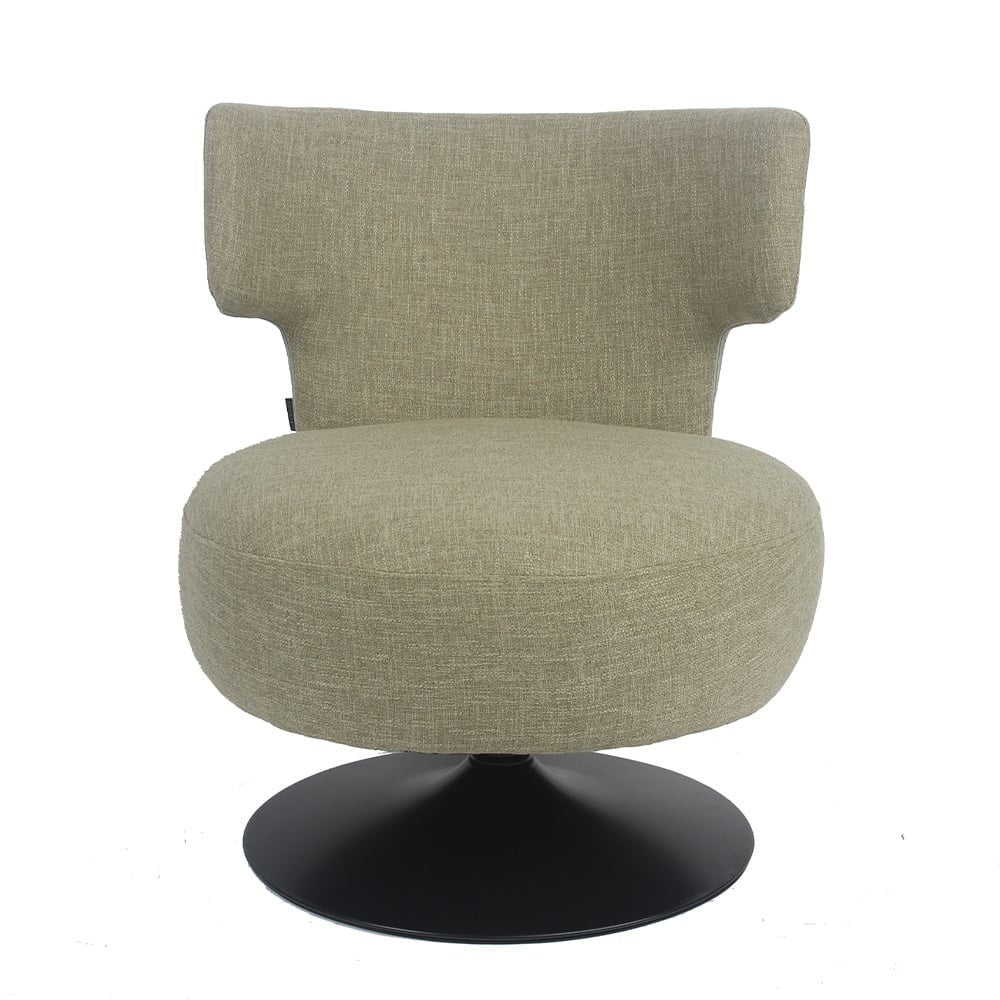 Metro swivel armchair in olive green linen - image 3