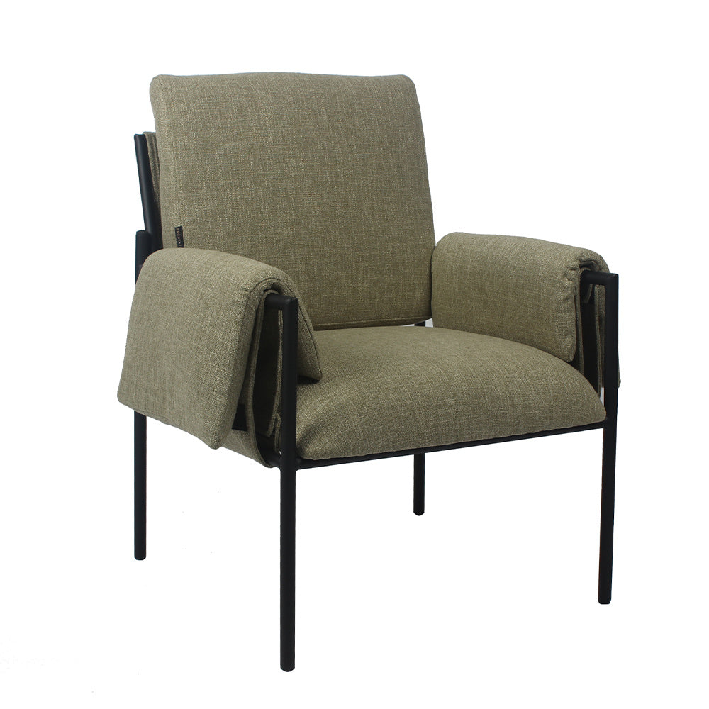 Armchair Urban linen olive green fabric