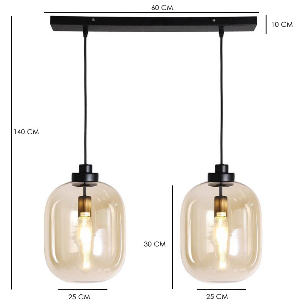 Hanging lamp Amber 30 cm 2-light glass