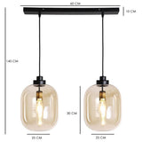 Hanging lamp Amber 30 cm 2-light glass