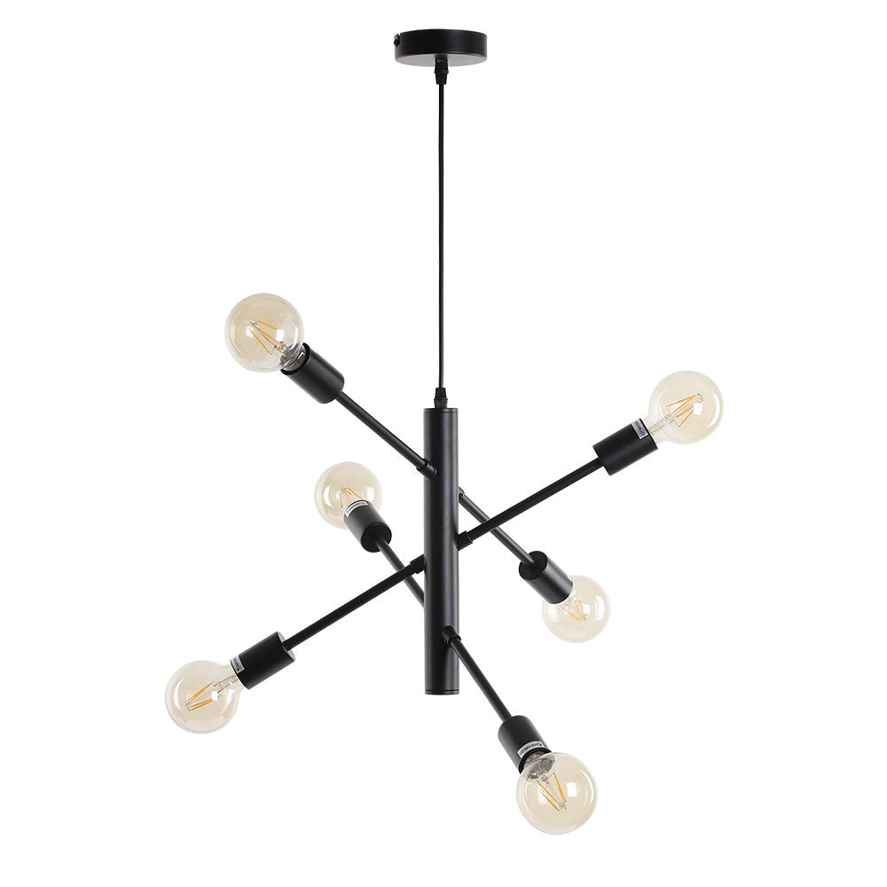 Hanging lamp Harvey 6-light black Glass