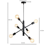 Hanging lamp Harvey 6-light black Glass