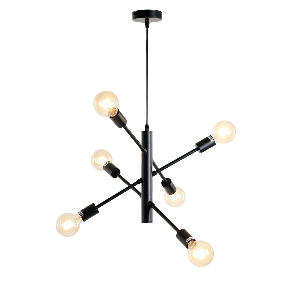 Hanging lamp Harvey 6-light black Glass