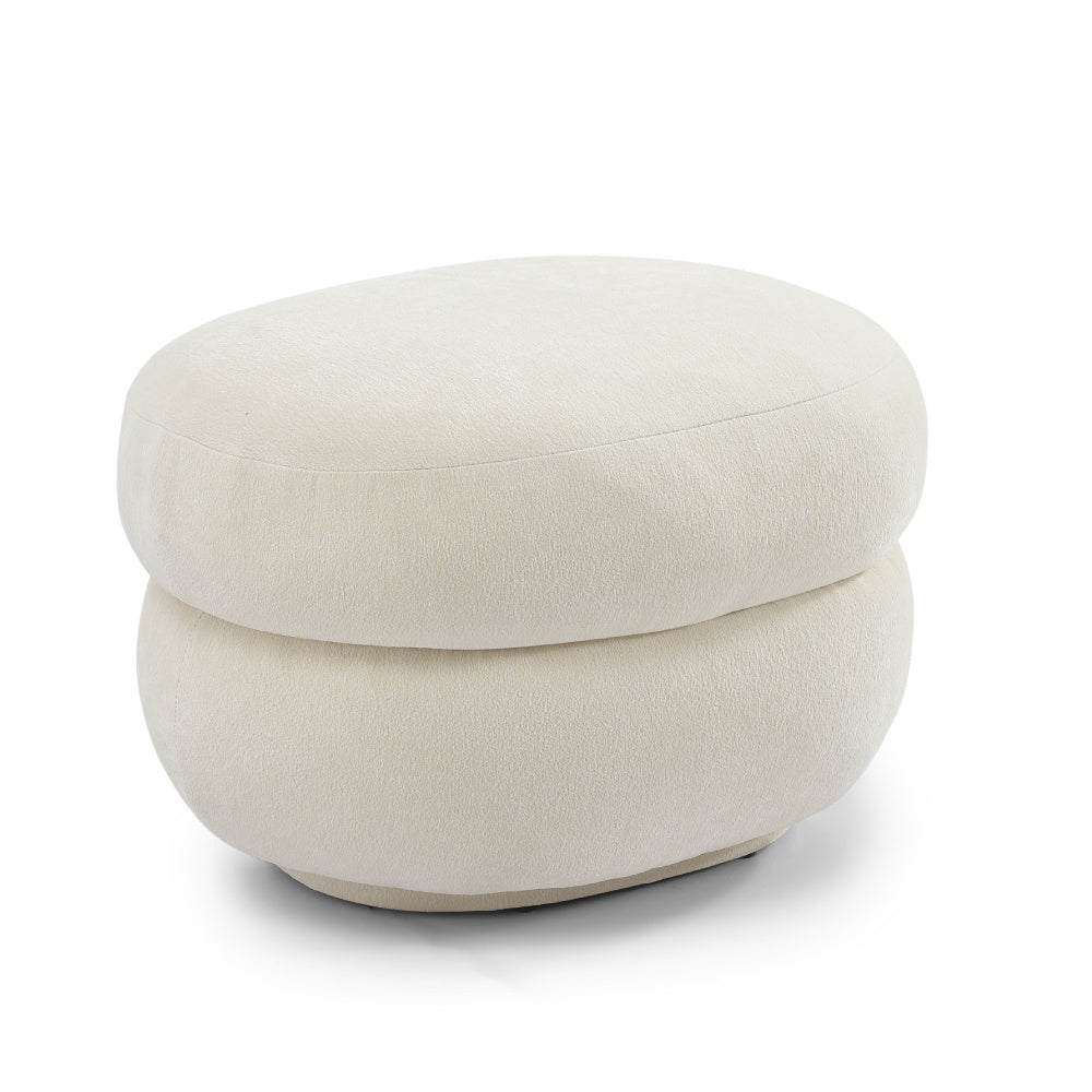 Hocker Mia oval chenille off white