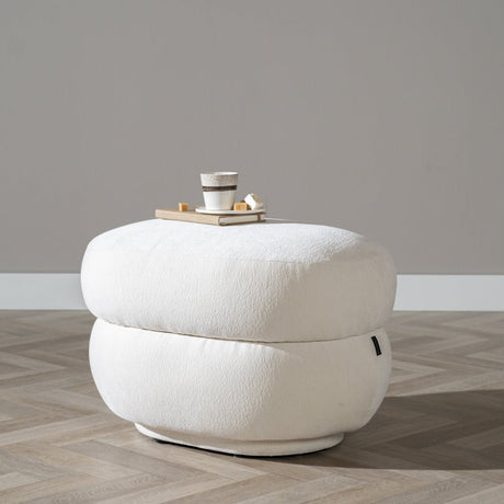 Hocker Mia oval chenille off white - image 1